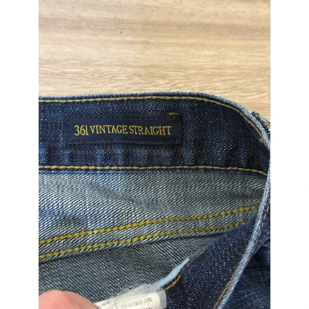 Lucky Brand Men 361 Vintage Straight Jeans 37x31.5 Blue Dark Wash Denim American
